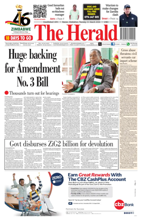 Cover of The Herald (Zimbabwe)