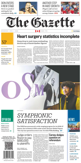 Cover of Montreal Gazette