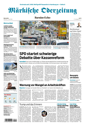 Cover of Markische Oderzeitung Eberswalde