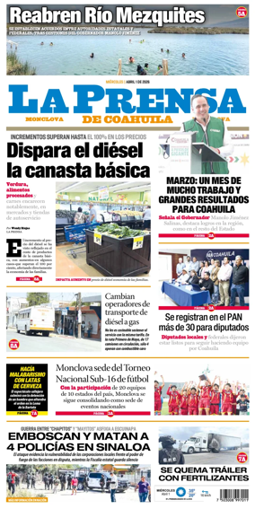 Cover of La Prensa de Coahuila
