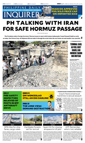 Cover of Philippine Daily Inquirer