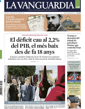Cover of La Vanguardia (Catalonia - 1st edition)