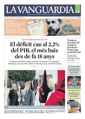 Cover of La Vanguardia (Catala)
