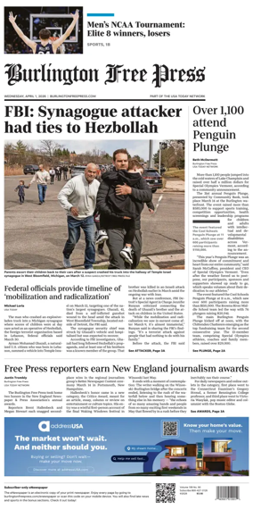 Cover of Burlington Free Press