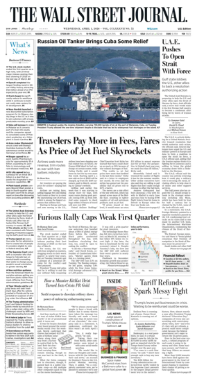 Cover of The Wall Street Journal