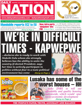 Cover of Daily Nation Newspaper