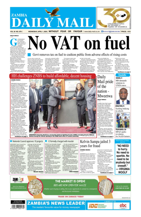 Cover of Zambia Daily Mail