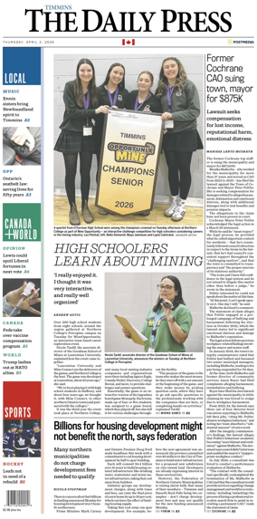 Cover of The Daily Press (Timmins)