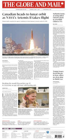 Cover of The Globe and Mail (Ottawa/Quebec Edition)