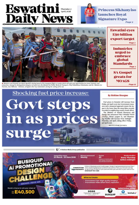 Cover of Eswatini Daily News