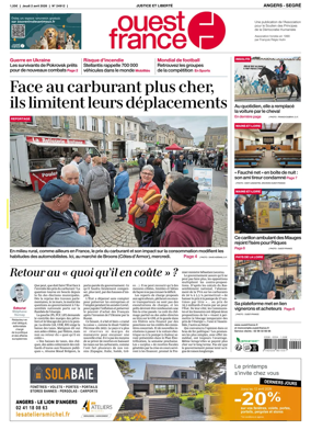 Cover of Ouest France (Angers / Segre)