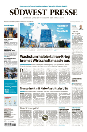 Cover of Sudwest Presse - Metzinger Uracher Volksblatt - Der Ermstalbote