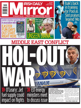 Cover of Irish Daily Mirror
