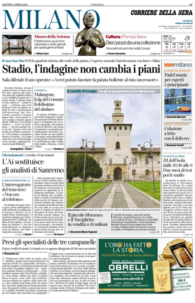 Cover of Corriere della Sera (Milano)