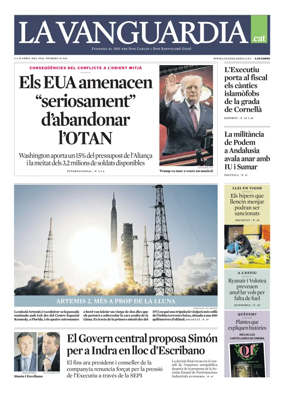 Cover of La Vanguardia (Catala)