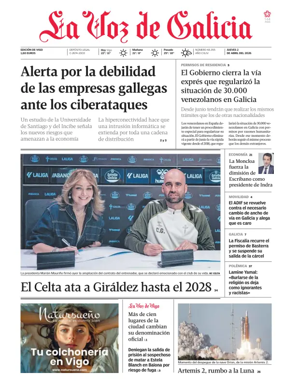 Cover of La Voz de Galicia (Vigo)