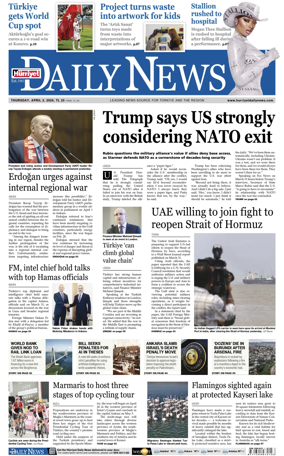 Cover of Hurriyet Daily News & Economic Review