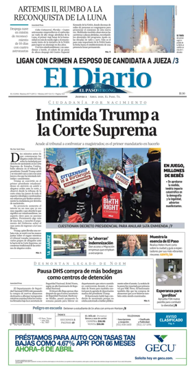 Cover of El Diario de El Paso