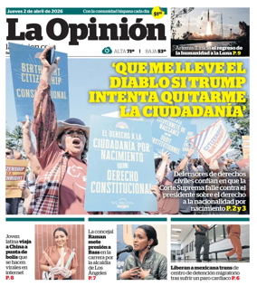 Cover of La Opinion