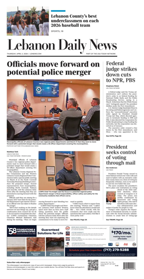 Cover of Lebanon Daily News
