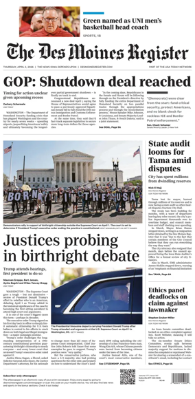 Cover of The Des Moines Register