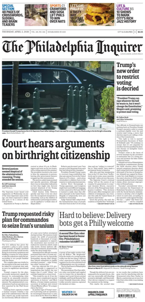 Cover of The Philadelphia Inquirer (South Jersey edition)