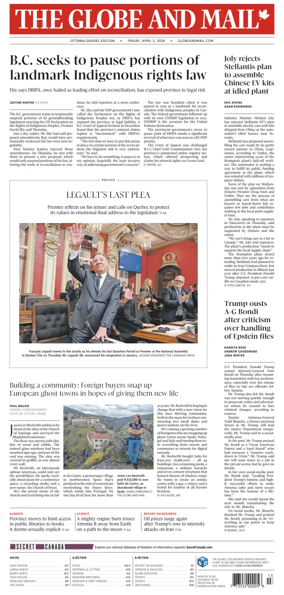 Cover of The Globe and Mail (Ottawa/Quebec Edition)