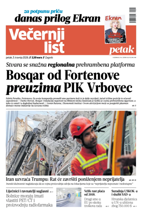 Cover of Vecernji list - Zagreb
