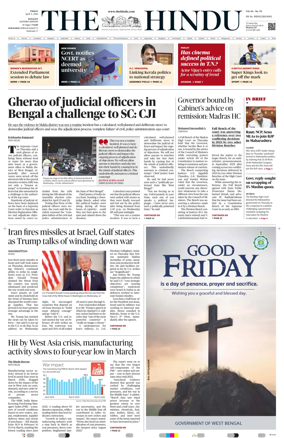 Cover of The Hindu (Kolkata)