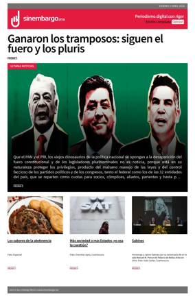 Cover of Sin Embargo Opinion