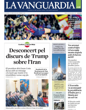 Cover of La Vanguardia (Catalonia - 1st edition)