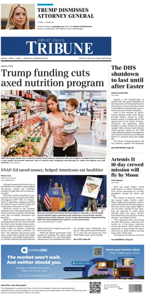 Cover of Great Falls Tribune
