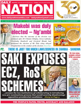 Cover of Daily Nation Newspaper