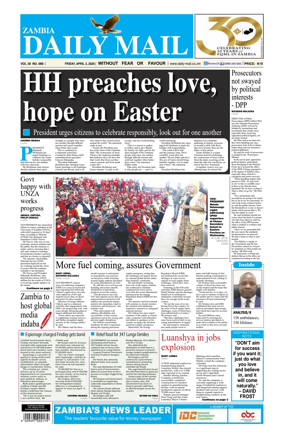 Cover of Zambia Daily Mail