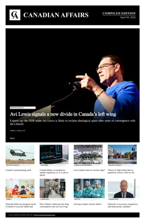Cover of Canadian Affairs News Compiled Edition