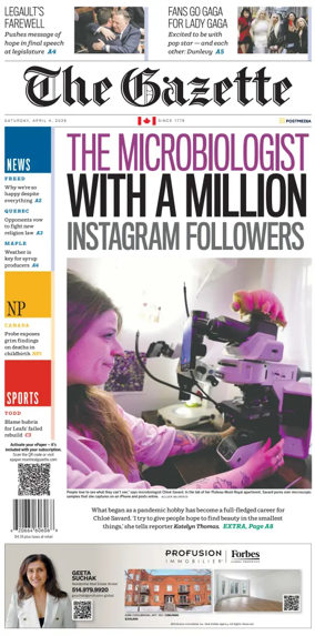 Cover of Montreal Gazette