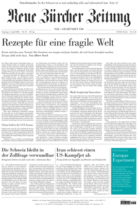 Cover of Neue Zurcher Zeitung