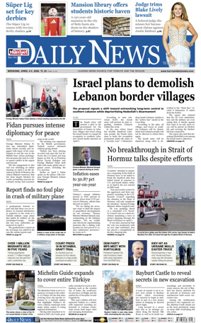 Cover of Hurriyet Daily News & Economic Review