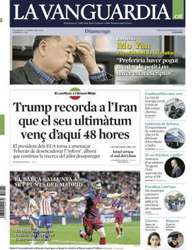 Cover of La Vanguardia (Catalonia - 1st edition)