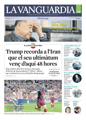 Cover of La Vanguardia (Catala)