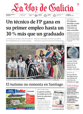 Cover of La Voz de Galicia (Santiago)