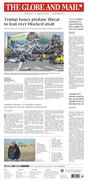 Cover of The Globe and Mail (Prairie Edition)