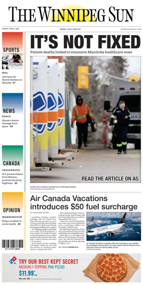 Cover of Winnipeg Sun