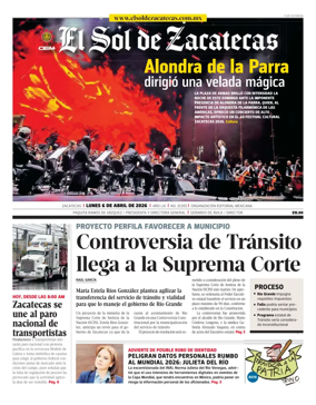 Cover of El Sol de Zacatecas