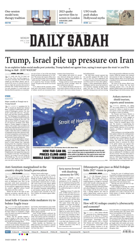 Cover of Daily Sabah (Turkey)