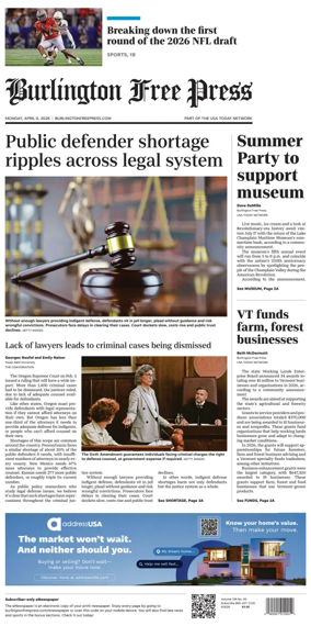Cover of Burlington Free Press