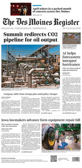 Cover of The Des Moines Register