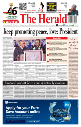Cover of The Herald (Zimbabwe)