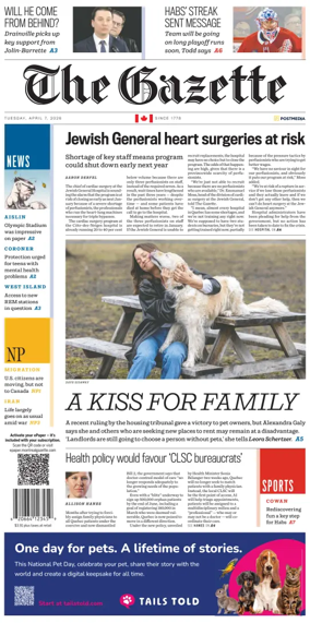 Cover of Montreal Gazette