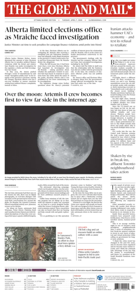 Cover of The Globe and Mail (Ottawa/Quebec Edition)